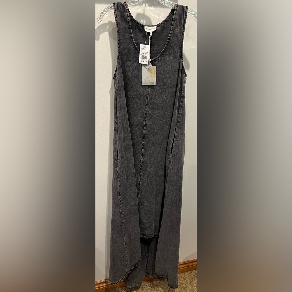 Thread & Supply Grayish Black Denim High Low Maxi Dress Size S